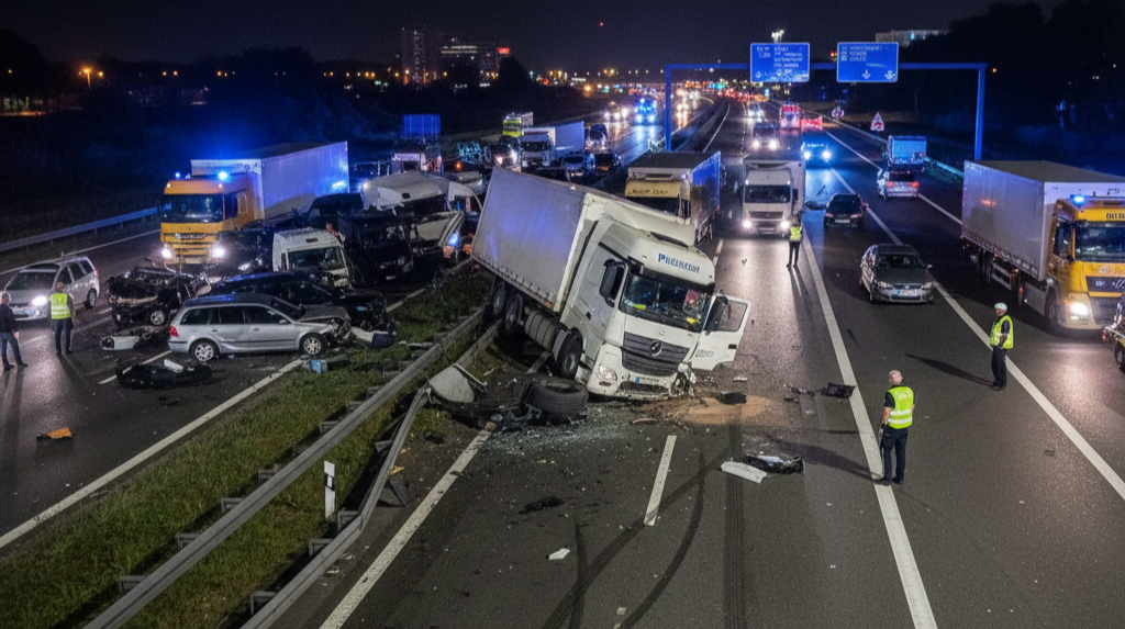 Veliki lančani sudar na autocesti izazvan eksplozijom kamionske gume